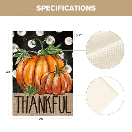Avoin Colorlife GARDENFLAG-THANKSGIVING-70100-040 Fall Thankful Thanksgiving Day House Flag 28X40 Inch Double Sided, Pumpkin Polka Dots Harvest Holiday Yard Outdoor Decorative Flag thumb #4