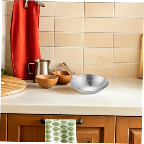 Wok de acero inoxidable BESTOYARD con mango de madera miniatura 7