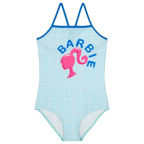 Barbie Little Girls Square Neck Racerback One Piece Bathing Suit UPF 50+ Aqua Blue 6 - image 1