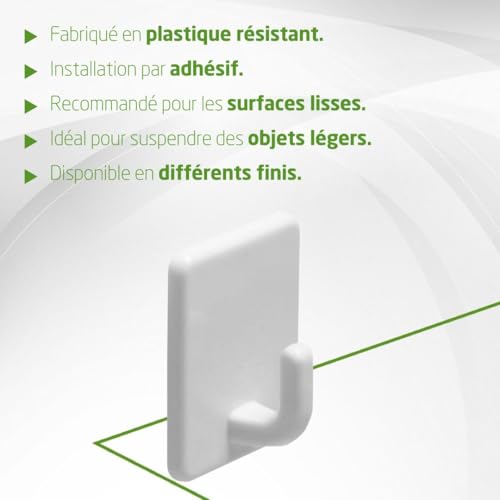 Crochets adhésifs Amig blancs lot de 20 pour fixation murale sans perçage - 5