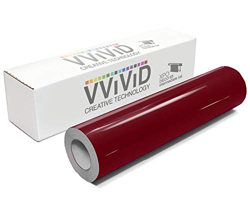 VViViD Burgundy Gloss 11.8 Inches x 84 Inches (7 Feet) DECO65 Permanent Adhesive Craft Vinyl for Cricut, Silhouette & Cameo