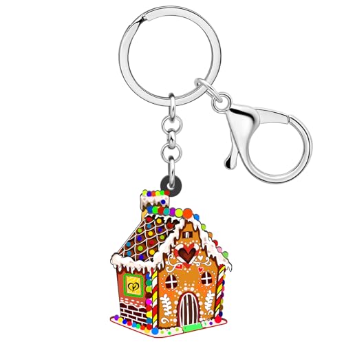 RAIDIN Christmas Acrylic Gingerbread House Keychain Candy Goodies Car Keys