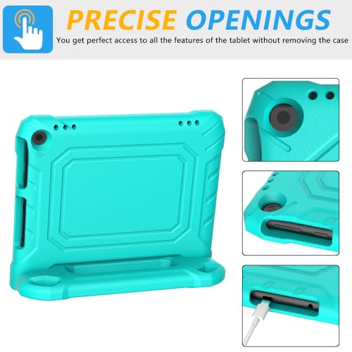 Image of DJ&RPPQ Body Rugged Heavy Duty Shockproof Case (Not fit 10in Sony Nokia) with Kickstand for Kids- Turquoise