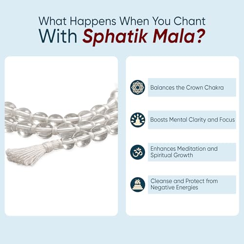 Image of Natural Pure Sphatik Mala with 108 Pure Crystal Beads | 6 mm Beads Size for Meditation, Puja Jaap Mala | Pack of 1
