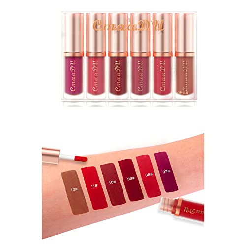 Lippenstift Set 24 Stunden Halt - Matt, Liquid, Nude Lipstick - Matte Lippenfarbe, Wasserdichter Antihaft Cup Lippenstift (02)