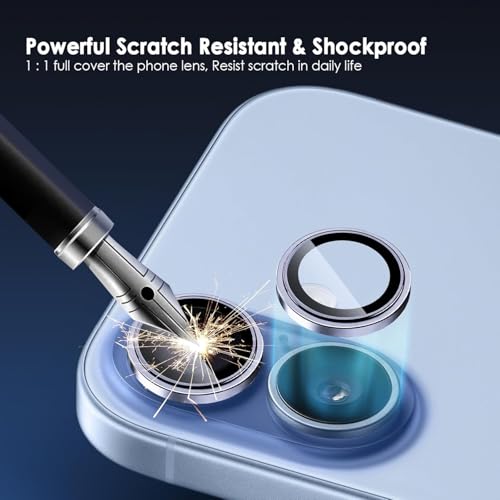 Image of Skinomi Camera Lens Protector Compatible with iPhone 17, [Anti-Scratch] Premium Tempered Glass Film Aluminum Alloy Lens Ring Cover- Mist Blue Titanium