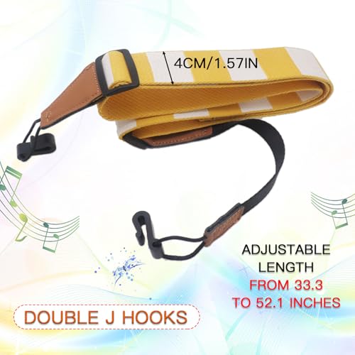 Image of Adjustable Ukulele Strap, No-Drill Ukulele Straps Adult Size, Easy to Use with Double J Hooks, Ukulele Accessories