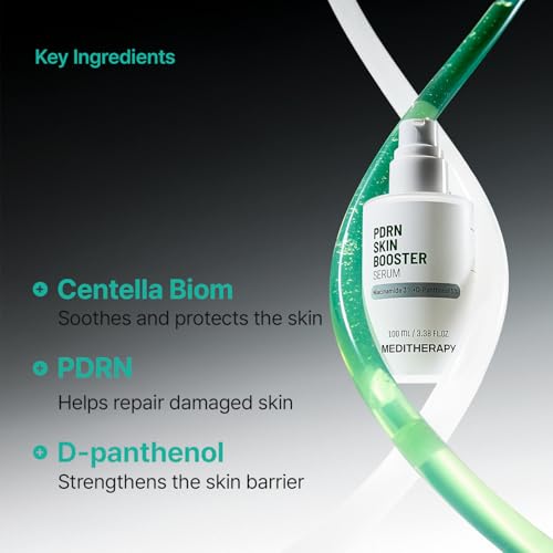 Meditherapy PDRN Skin Booster Serum – Centella PDRN & D-Panthenol for Redness Relief and Rejuvenation, Gentle Cica Facial Serum for Sensitive Care, Korean Skin Care, 100 ml (3.38 fl.oz)