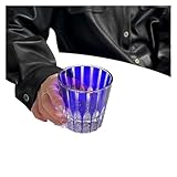 AHUFGN Vasos de Cristal Agua 200ml Star Diamond Cut Rock Cup Household Water Glass For Bar Party Colored Crystal(Dark blue)