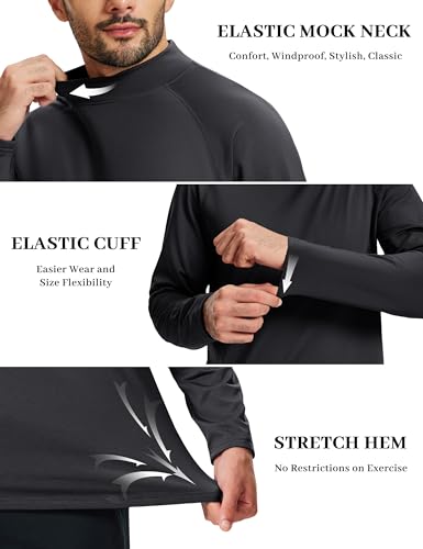 TACVASEN Thermal Top for Men Raglan Long Sleeve T Shirt Turtle Neck Thermal Underwear Lightweight Warm Jumper Winter Top Black,2XL - Image 4