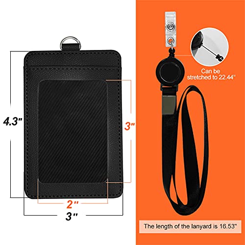 HYCOPROT ID Badge Holder 2-Sided Pu Leather with 1 Id Window and 1 Card Slot and 1 Piece 34.8 Inch Detachable Neck Lanyard id Card Holder for Office School Business Travel Student (Green - Image 4