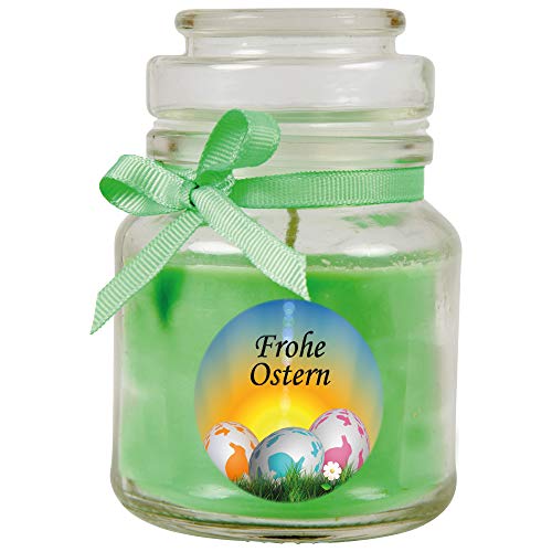 HS Candle Duftkerze als Ostergeschenk (Coconut Limes-Duft), Design: Ostereier - Kerze als Osterdeko - 120g. Wachs mit ca. 30 Stunden Brenndauer