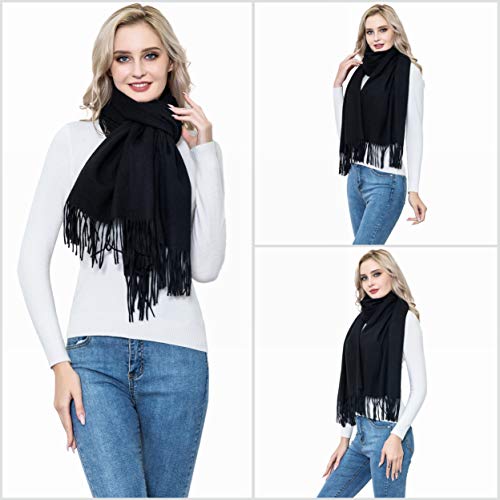 Vimate Pashmina Shawl And Wraps For Evening Dresses, Soft Warm Pink Wedding Pashmina Shawls And Wraps For Ladies/Women(Black) #TOP4