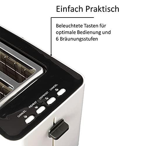 Exquisit Toaster TA 6102 we | 850 Watt | Brötchenaufsatz und Krümelschublade | Doppelschlitztoaster | weiß – Bild 3