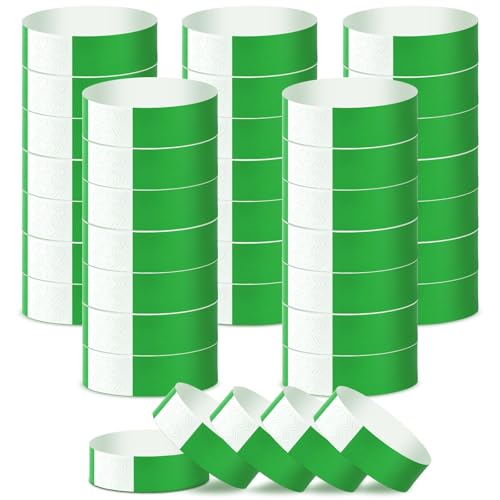 500 Pcs Green Paper Wristbands for Events Waterproof Neon Wrist Bands Adhesive Concert Identification Wristbands Hand Bands for Events (Green)