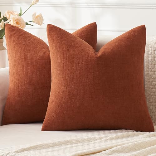 MIULEE Rust Chenille Pillow Covers