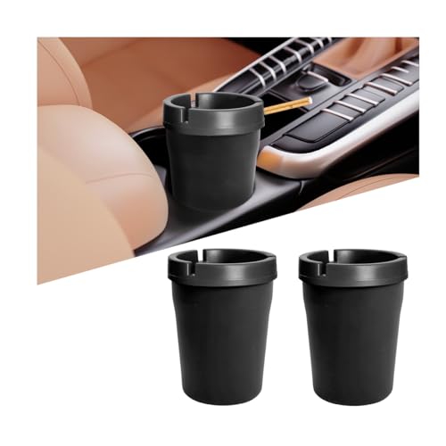 Image of Mandark Car Ashtray, 2PCS Smokeless Self-Extinguishing Vehicle Cigarette Trash Can, Smellproof Portable Automotive Ash Holder Organizer, Universal for Truck Home Office (Black)