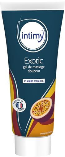 INTIMY - Gel Exotic De Massage - Parfum Fruit de la Passion - 200 mL - Plaisirs Sensuels et Gourmands - Sensation Douceur - Non gras, ne tache pas, ne colle pas - Fabriqué en France