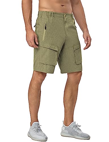 Mapamyumco Men's Hiking Shorts, Quick Dry Shorts Lightweight Cargo Work Shorts With Zipper Pockets, Suitable For Hiking Olive Heather Xl #TOP1