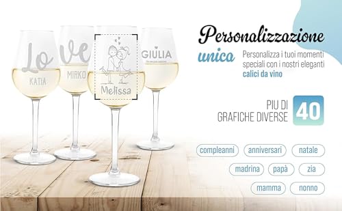 Colorfamily Coppia Calici Personalizzati SanValentino Set da 2 calici Vino SanValentino con Nome Sei la mia coincidenza preferita Innamorati Matrimonio Fidanzamento - Bicchiere in Vetro 500 ml - immagine 4