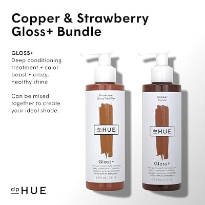 dpHUE Gloss+ Includes Copper and Strawberry - 6.5 oz Each (8-12 Applications Each) - Semi-Permanent Hair Color & Conditioner - Paraben, SLS & SLES Sulfate Free - Vegan, Leaping Bunny Certified