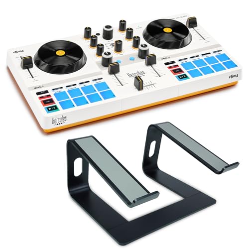 Hercules DJControl Mix Ultra Mobile DJ Controller with Keepdrum Laptop Stand