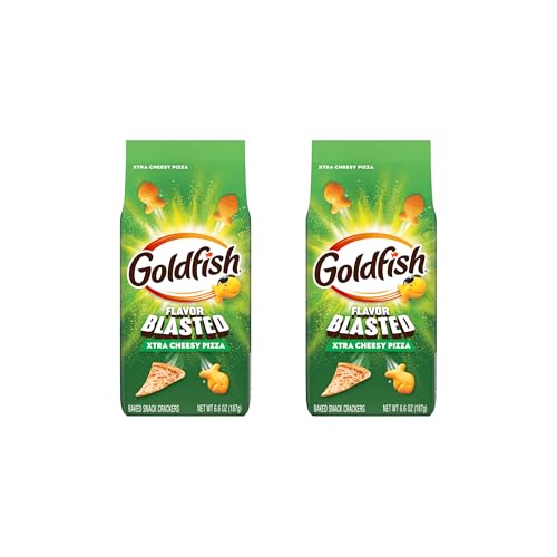 Goldfish Flavor Blasted Xtra Cheesy Pizza Cheese Crackers, 6.6 Oz Bag (Pack of 2)