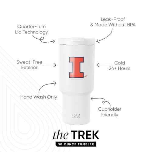 Image of Simple Modern Illinois Fighting Illini Tumbler & Straw | 30oz | Collegiate | Trek Officially Licensed University of Illinois Insulated Water Bottle, Travel Mug | Football Gift for Men, Dad, Him, Her