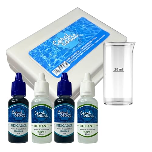 Estojo Medidor Alcalinidade + 2 Reagentes Extras CORAL COAST Kit Limpeza Manutenção Piscina Água Cristalina Verão
