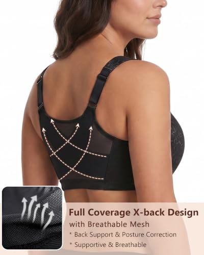 Image of Lemorosy Women's Plus Size Front Closure Posture Back Unlined Wireless Bra
