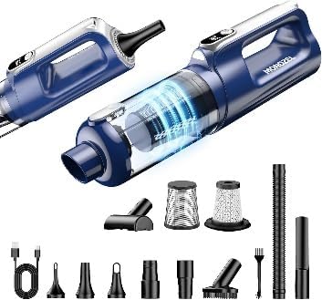 MONOZEL Car Vacuum Cleaner, 18000Pa High Power 2 in 1 Vacuum Cleaner&Air Duster, 130W Motor Handheld Vacuum Cordless with 7800mAh Battery, LED Light, Multi-Nozzles for Car, Home, Office, Pet
