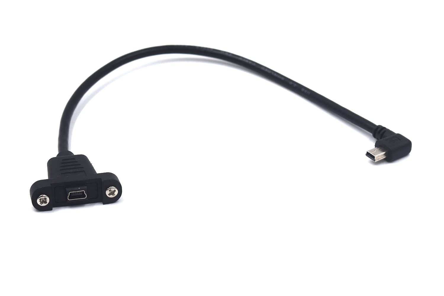 Kework0.3 Meter Mini USB Extension Cable, 90 Degree Left Angle Mini USB 5 Pin Male to Mini USB Female Screw Mount Extender Cable (L-Mini USB)