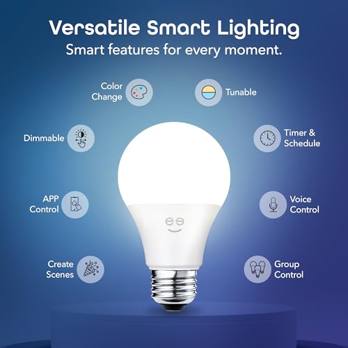Image of Geeni Prisma Plus Smart Light Bulb, 800-Lumen Color-Changing, 1-Pack | Tunable white, works with Alexa & Google Home, Wi-Fi control, app-enabled A19, energy efficient