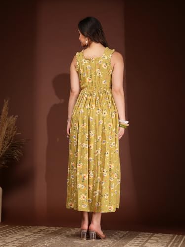 Image of Dress for Women | New Rayon Floral Printed Flared Maxi Dress for Women & Girl's