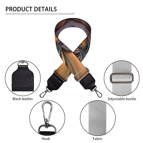 Image of Wide Bag Straps Replacement Crossbody Brown Flower Guitar Straps for Handbags /Purses /Messenger /Duffel Bags Backpack Straps Boho Replacement Adjustable Length from 30 inch to 50.3 inch