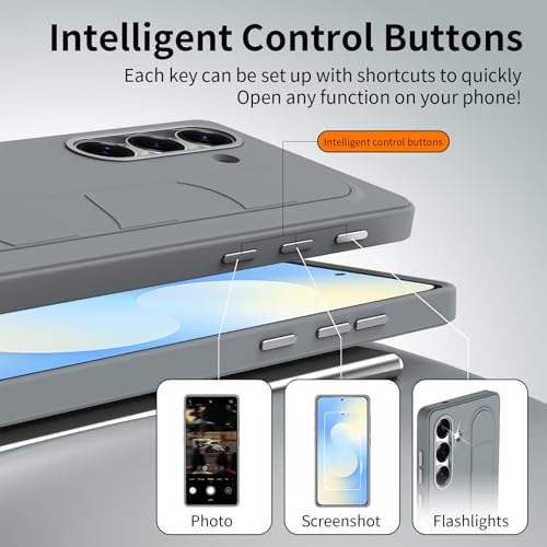 Image of for Samsung Galaxy S25 FE 5G with Smart Button, Standing Grip Phone Case with Kickstand, for Samsung S25 FE 5G Case Smart Button Cover | Hand Strap | Soft Touch | Stand Grip | Smart Butto Gray