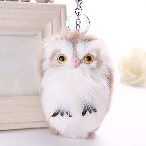 Preisvergleich Produktbild AFDD Imitation Kaninchen Haar Schlüsselanhänger Eule Anhänger Haarball Anhänger niedlich Tier Pelz Tasche Tasche Anhänger Haarball Schlüsselanhänger kleines Geschenk