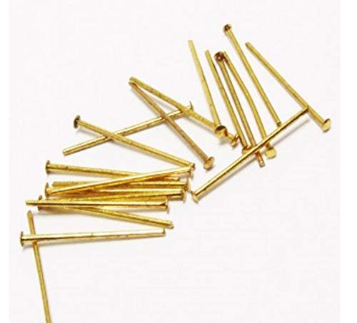 Perlin 500 Nietstifte Gold 30 mm x 0,7 mm Kopfstifte Perlenstifte Flachkopf Schmuckzubehör Bastelzubehör DIY Schmuckherstellung Metall