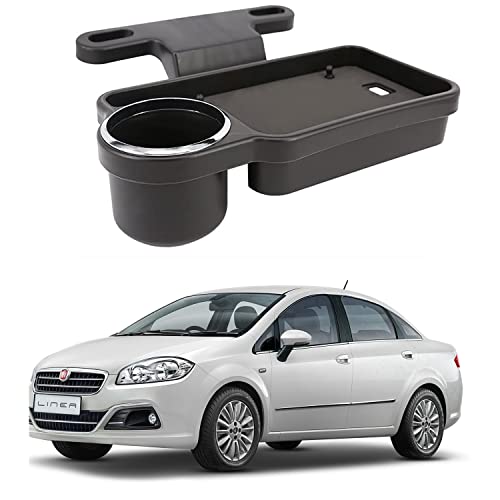 Image of Oshotto (FT-04) Foldable Car Auto Headrest Rear Back Seat Table Drink Food Cup Tray Holder Compatible with Fiat Linea - Black