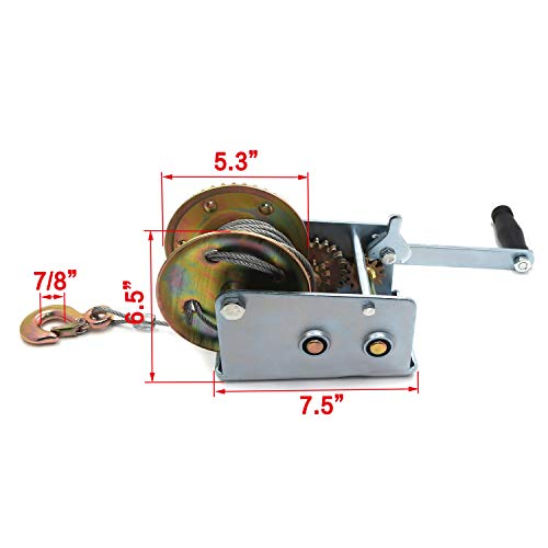Winche manual dual XKMT 2000 lbs con cable de acero 33 pies miniatura 3