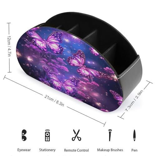 Support de télécommande en cuir violet : rangement chic à 5 compartiments - 3
