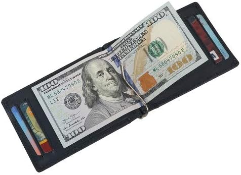 Slim RFID Real Mini Money Clip- Front Pocket RFID blocking Card Holder- Bifold Crazy Horse Leather, Thin Business Credit Card Holder SD 002 (Black) - Image 5
