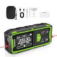Dual Laser Entfernungsmesser, Huepar 200M Rot Laser Messgerät Entfernungsmesser mit Laser, hintergrundbeleuchtetem LCD, Messung von Entfernung, Fläche und Volumen und pythagoreischem Modus