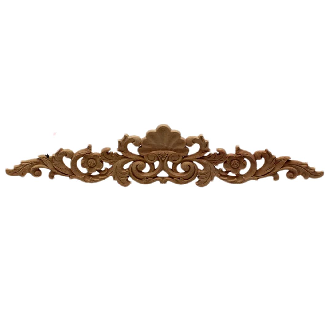 Naturalne drewniane aplikacje kwiatowe rzeźbienie kalkomanie dekoracyjne drewniane listwy do drzwi szafy meble dekoracyjne figurki DIY 60 cm x 12 cm