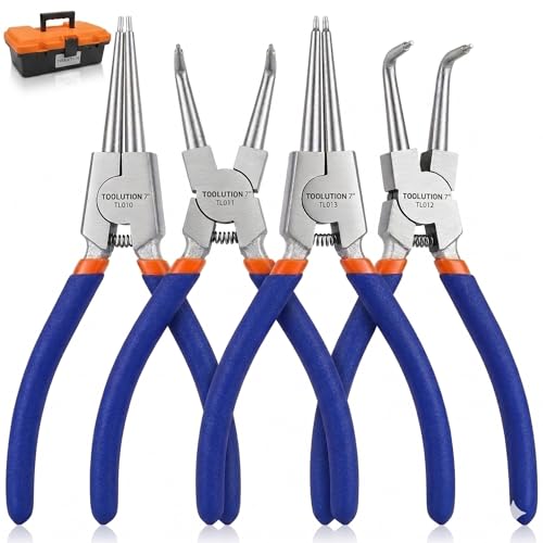 TOOLUTION 4pc Snap Ring Pliers Set - Heavy Duty 7