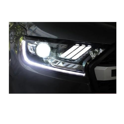 URAGER Faro Delantero Para Ford Para Ranger 2016-2019 Para Thunder Para Everest Luz Antiniebla Diurna DRL H7 Linterna LED Para Cabeza Bombilla Bi Xenon Faros Delanteros(NO BULB IN LOW BEAM)