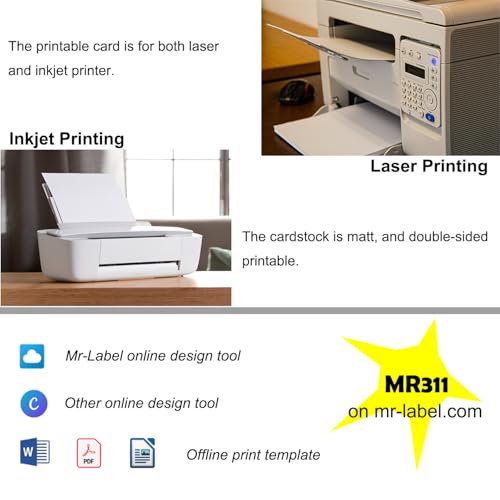 Mr-Label 400 cartões de lugar em branco imprimíveis, cartões de barraca pequena de 5 x 9 cm, cartoli