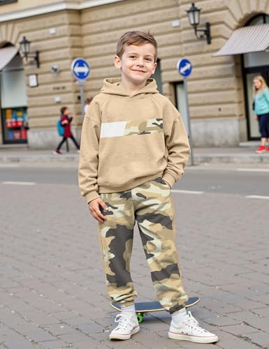 Image of Boys Clothes Boy Outfits 2-Piece Long Sleeve Hoodie and Camouflage Pants Boys Fall Winter Clothes for 6-16 Years