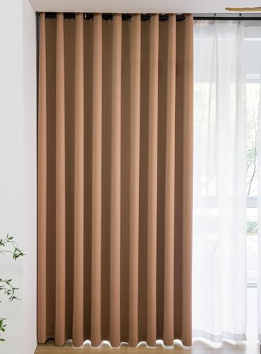 Image of Windows Coffee Blackout Curtains 63 inches Long 2 Panels Set Grommet Blackout Drapes Energy Saving Noise Reducing Thermal Insulated for Bedroom Living Room Nursery