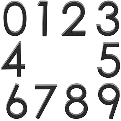 Self Adhesive Mailbox Numbers, Door Address Number Stickers for Office Room, Raised 3D Effect, Chrome Plated (2.36" 10 Pack (0-9）, Black)